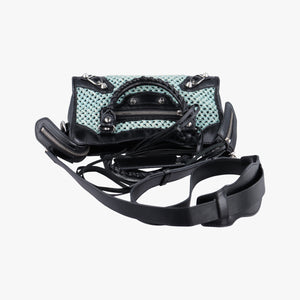 Pre-owned Balenciaga Classic City Black Raffia x Leather  shoulderbag | stylenewstar
