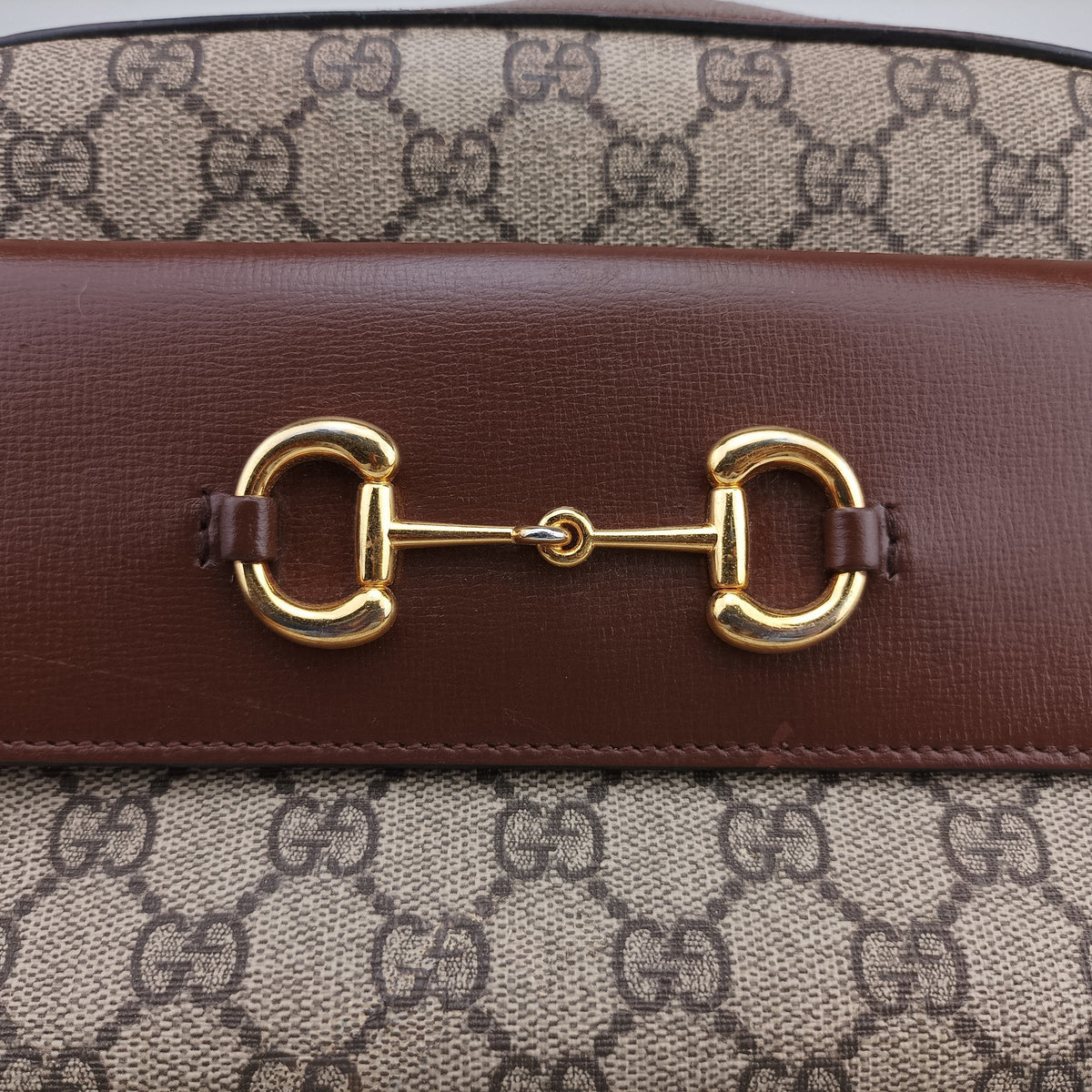 Vintage Gucci Horsebit 1955 beige×brown PVC coated canvas ×Leather 645454 shoulderbag | stylenewstar