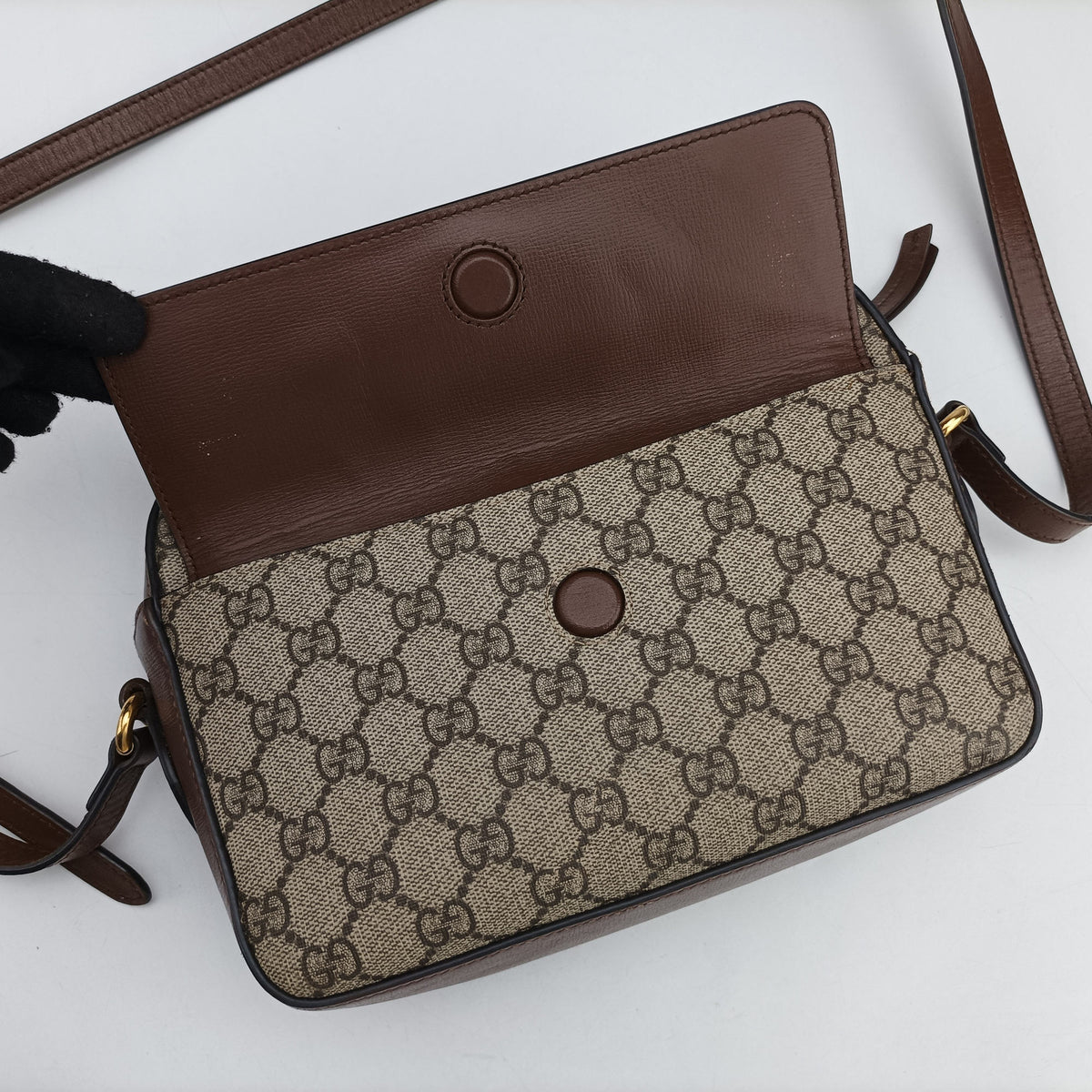 Vintage Gucci Horsebit 1955 beige×brown PVC coated canvas ×Leather 645454 shoulderbag | stylenewstar