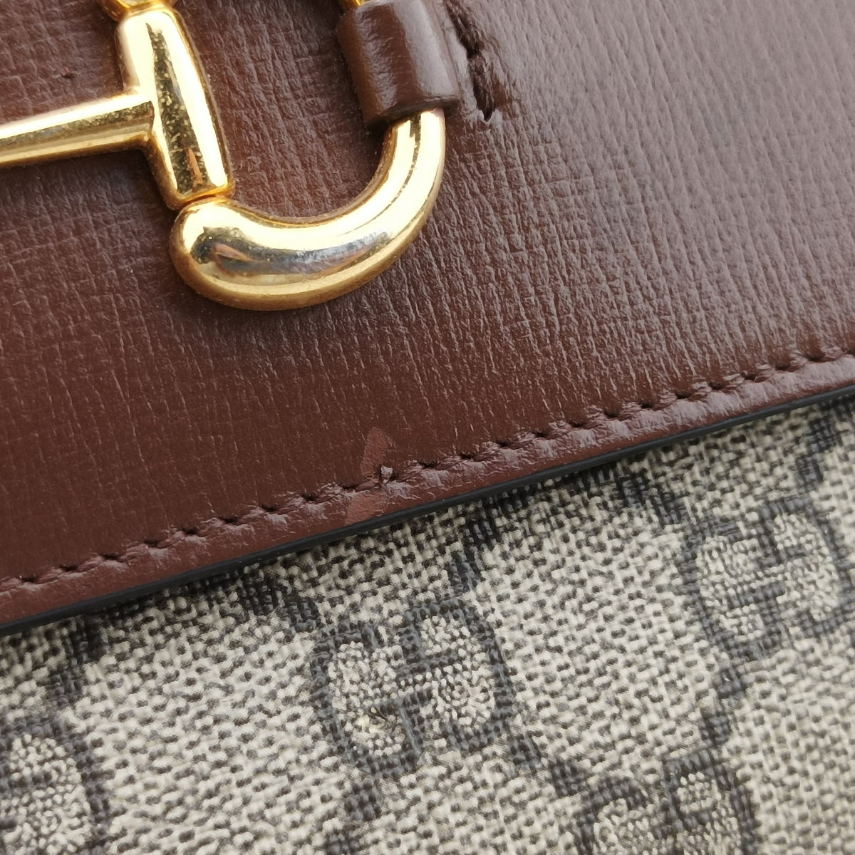 Vintage Gucci Horsebit 1955 beige×brown PVC coated canvas ×Leather 645454 shoulderbag | stylenewstar