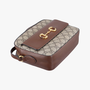 Vintage Gucci Horsebit 1955 beige×brown PVC coated canvas ×Leather 645454 shoulderbag | stylenewstar