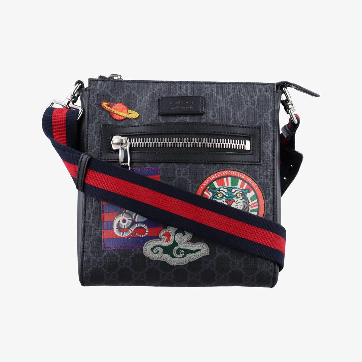 Pre-owned Gucci GG Supreme Courrier Messenger Black×Multicolour PVC coated canvas×Leather 547751 shoulderbag | stylenewstar