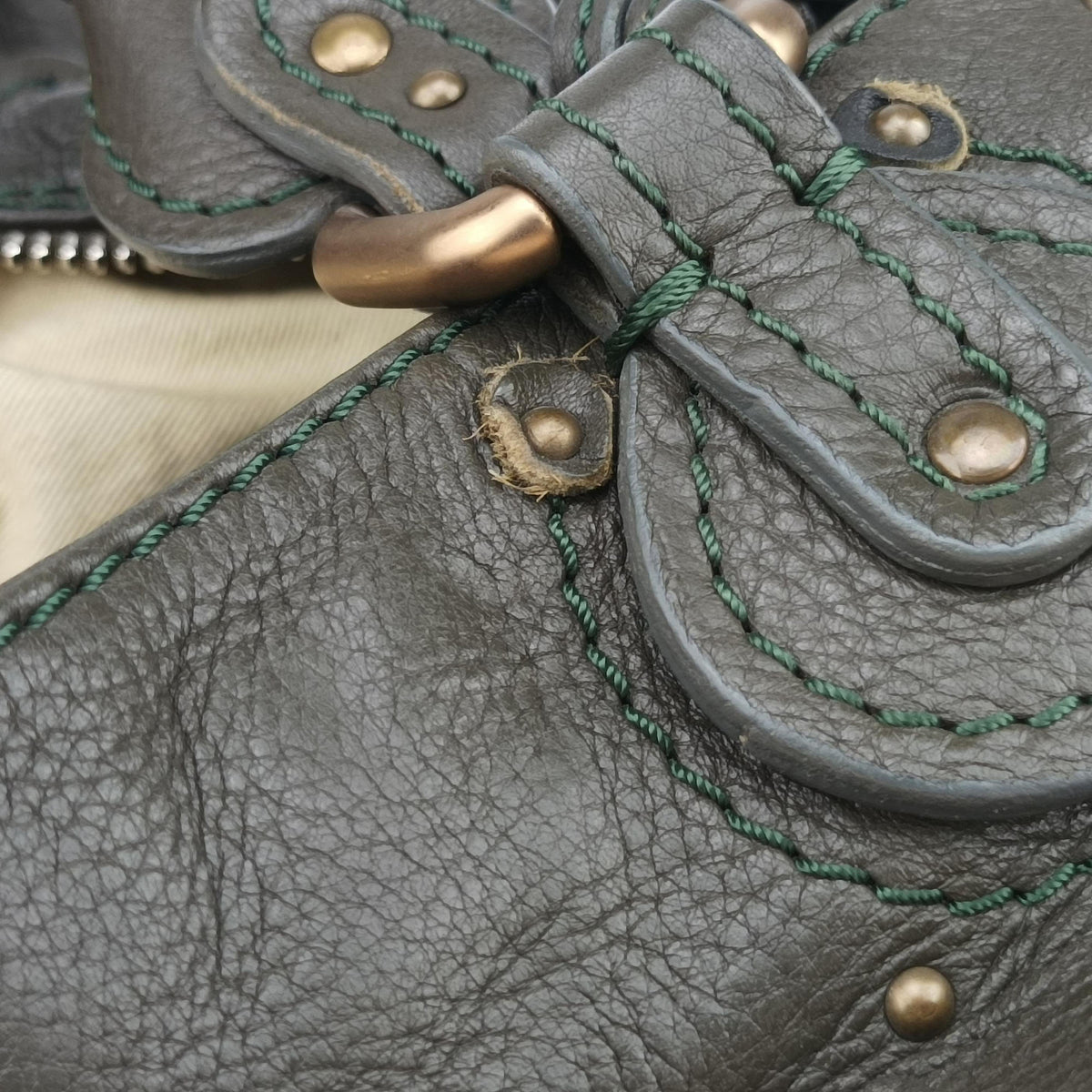 Pre-owned Chloe Paddington Dark Green Leather  shoulderbag | stylenewstar