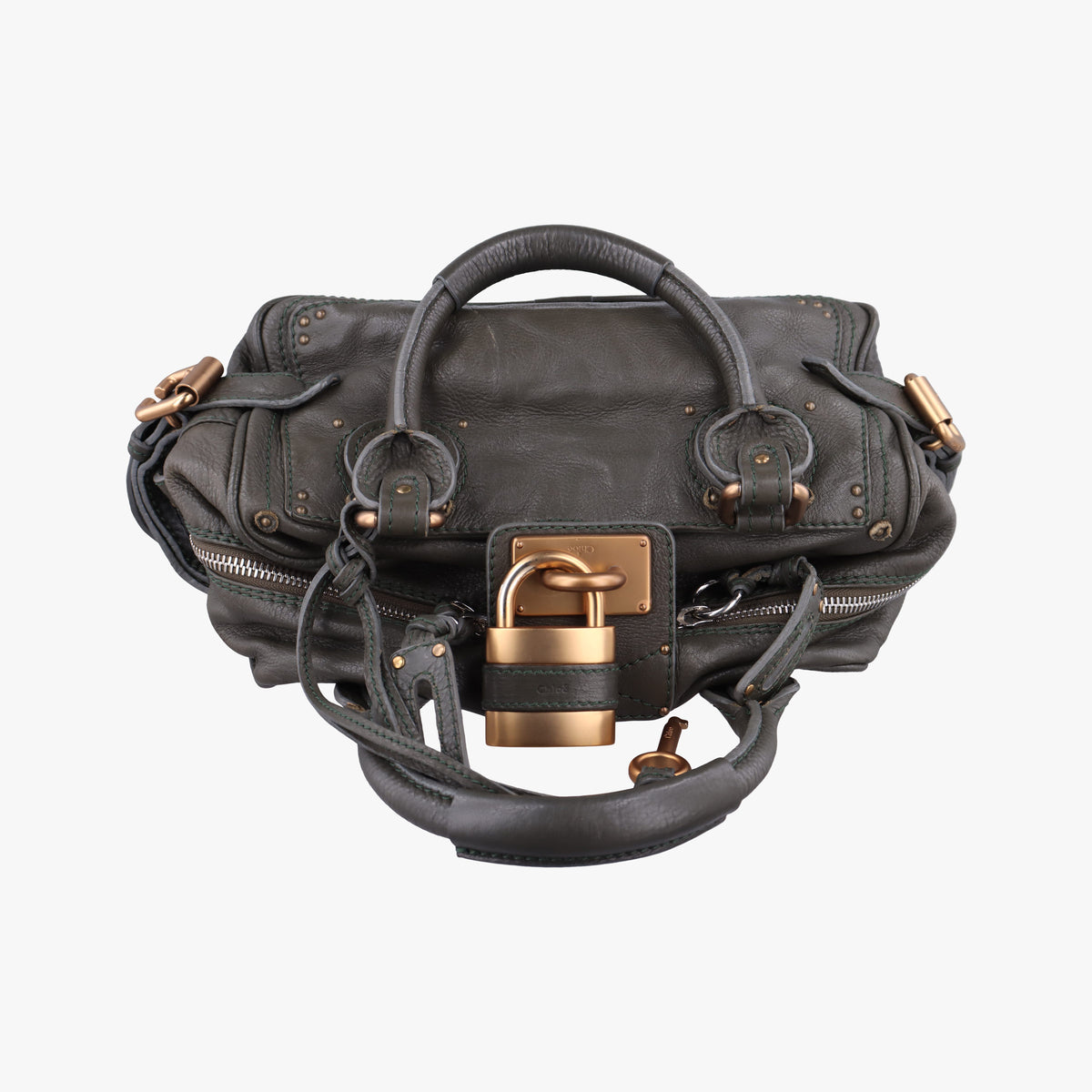 Pre-owned Chloe Paddington Dark Green Leather  shoulderbag | stylenewstar