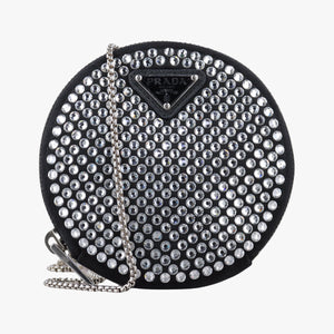 Secondhand Prada crystal-embellished round Black Rhinestone 1NR003 shoulderbag | stylenewstar