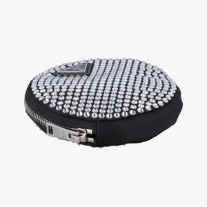 Secondhand Prada crystal-embellished round Black Rhinestone 1NR003 shoulderbag | stylenewstar