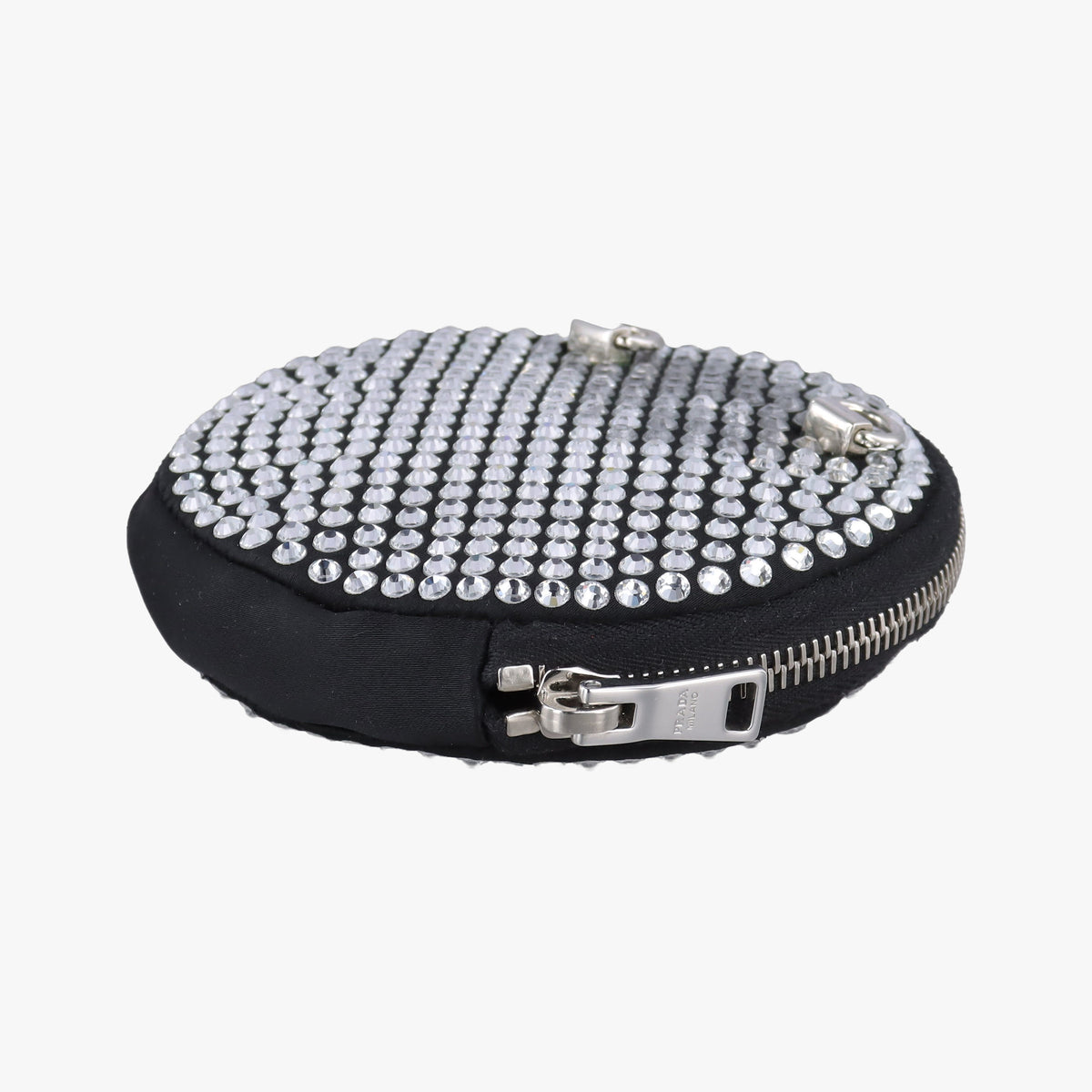 Secondhand Prada crystal-embellished round Black Rhinestone 1NR003 shoulderbag | stylenewstar
