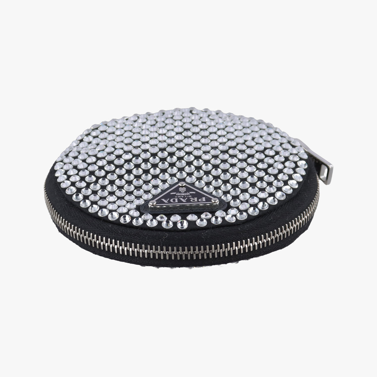 Secondhand Prada crystal-embellished round Black Rhinestone 1NR003 shoulderbag | stylenewstar