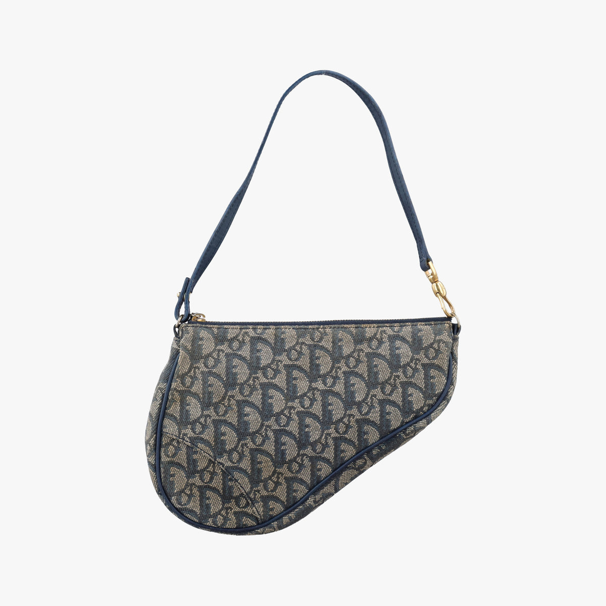 Pre-owned Christian Dior Saddle Navy Jacquard x Leather  shoulderbag | stylenewstar