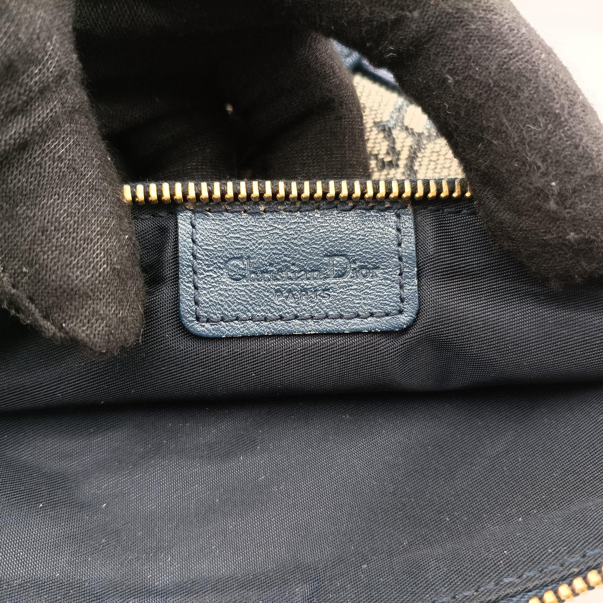 Pre-owned Christian Dior Saddle Navy Jacquard x Leather  shoulderbag | stylenewstar