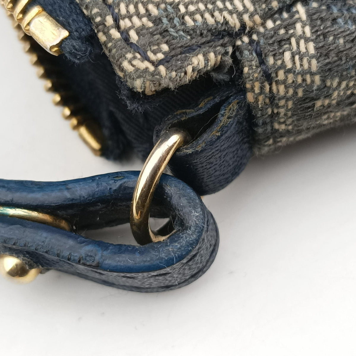 Pre-owned Christian Dior Saddle Navy Jacquard x Leather  shoulderbag | stylenewstar