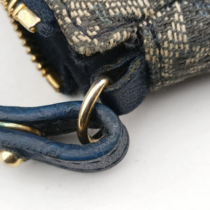 Pre-owned Christian Dior Saddle Navy Jacquard x Leather  shoulderbag | stylenewstar