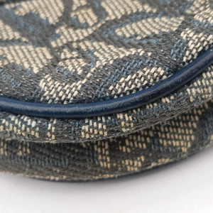 Pre-owned Christian Dior Saddle Navy Jacquard x Leather  shoulderbag | stylenewstar