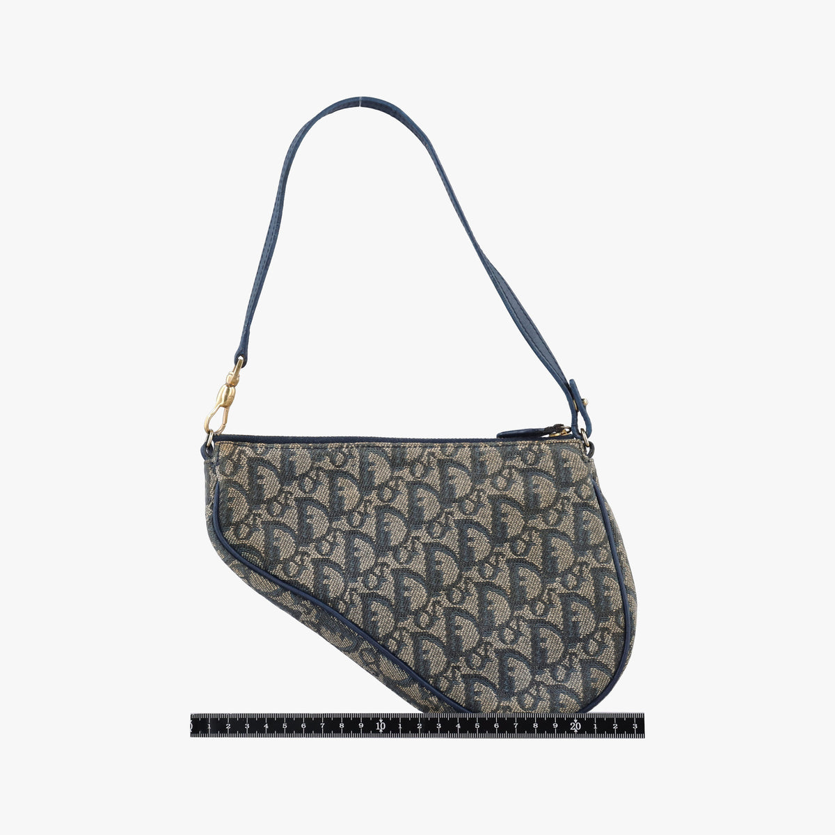 Pre-owned Christian Dior Saddle Navy Jacquard x Leather  shoulderbag | stylenewstar