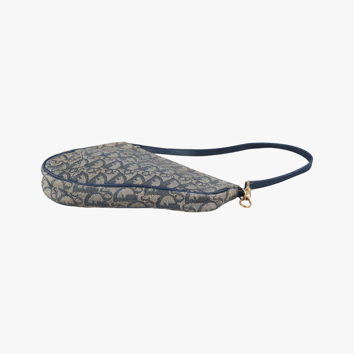 Pre-owned Christian Dior Saddle Navy Jacquard x Leather  shoulderbag | stylenewstar