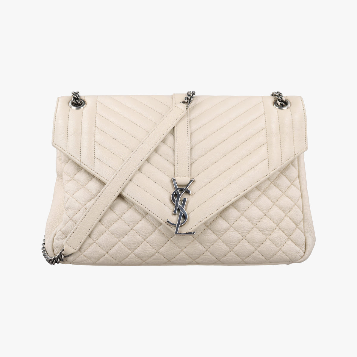 Vintage Yves Saint Laurent ENVELOPE White Leather 440115 shoulderbag | stylenewstar