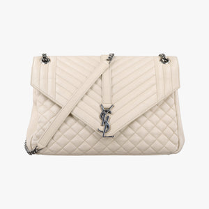 Vintage Yves Saint Laurent ENVELOPE White Leather 440115 shoulderbag | stylenewstar