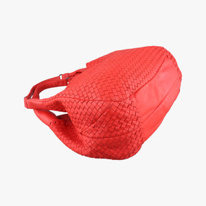 Pre-owned Bottega Veneta CAMPANA Intrecciato Red lambskin  shoulderbag | stylenewstar