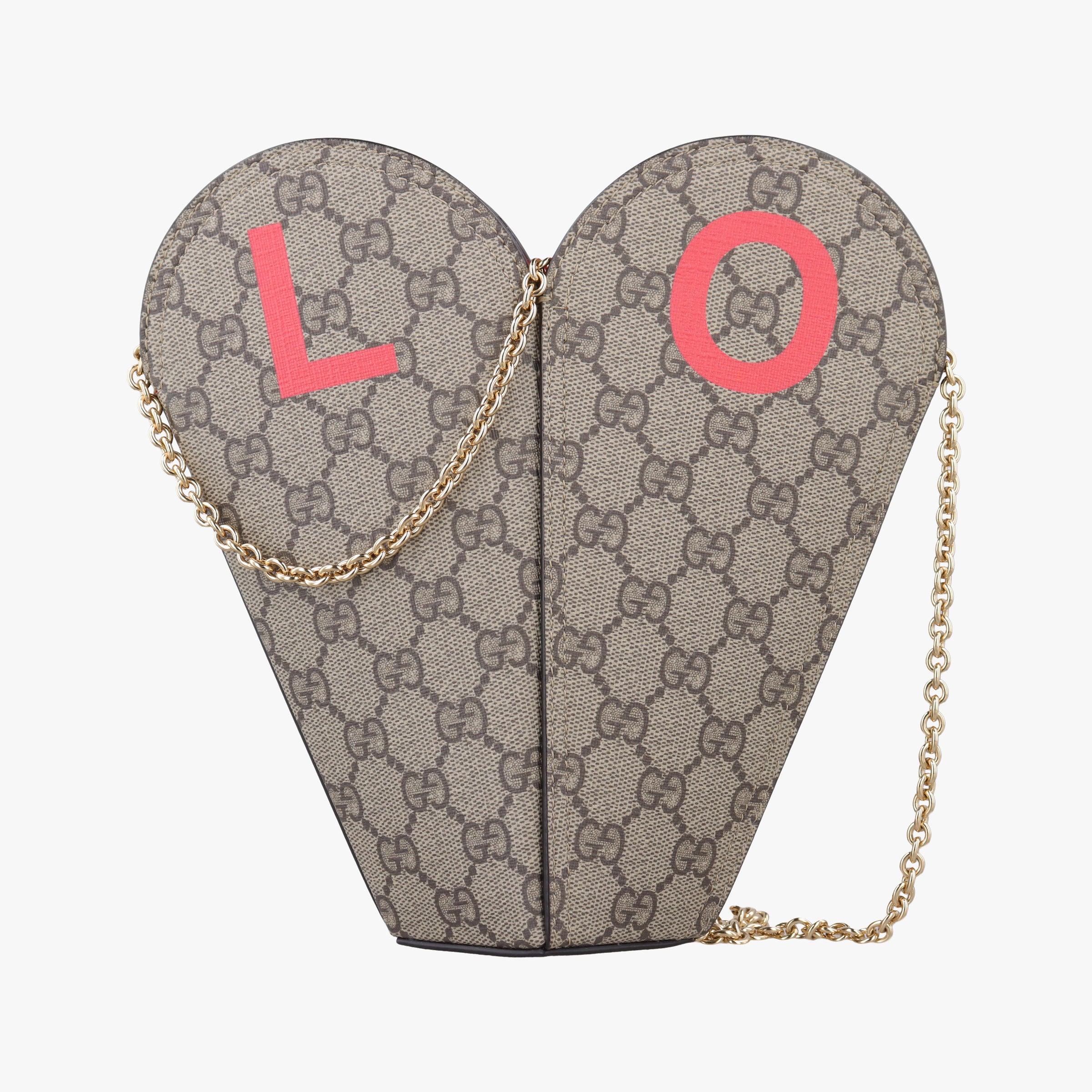 Pre-owned Gucci love heart Brown PVC coated canvas 678133 shoulderbag | stylenewstar