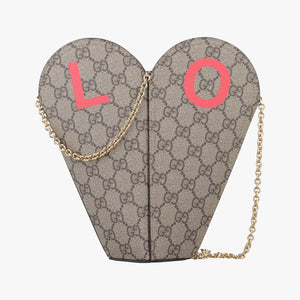 Pre-owned Gucci love heart Brown PVC coated canvas 678133 shoulderbag | stylenewstar
