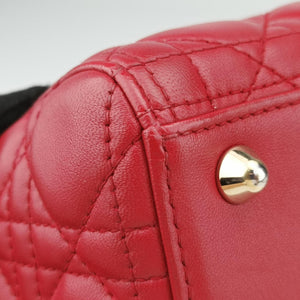 Pre-owned Christian Dior Lady Dior Red lambskin  shoulderbag | stylenewstar