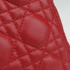 Pre-owned Christian Dior Lady Dior Red lambskin  shoulderbag | stylenewstar