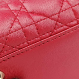 Pre-owned Christian Dior Lady Dior Red lambskin  shoulderbag | stylenewstar