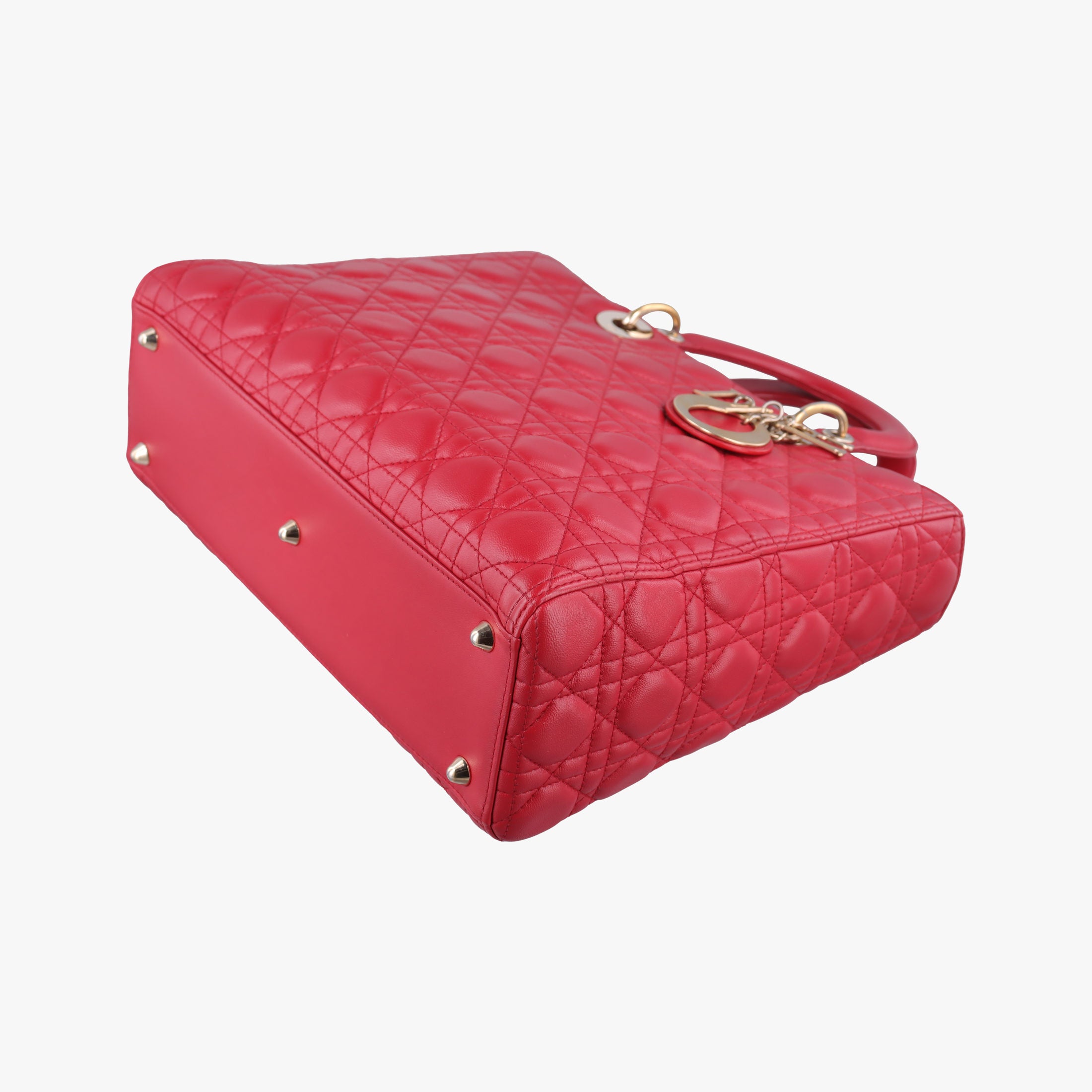 Pre-owned Christian Dior Lady Dior Red lambskin  shoulderbag | stylenewstar
