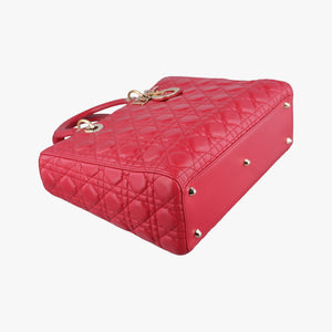 Pre-owned Christian Dior Lady Dior Red lambskin  shoulderbag | stylenewstar