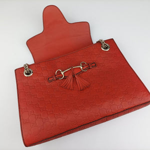 Pre-owned Gucci Emily Red Leather 295403 shoulderbag | stylenewstar
