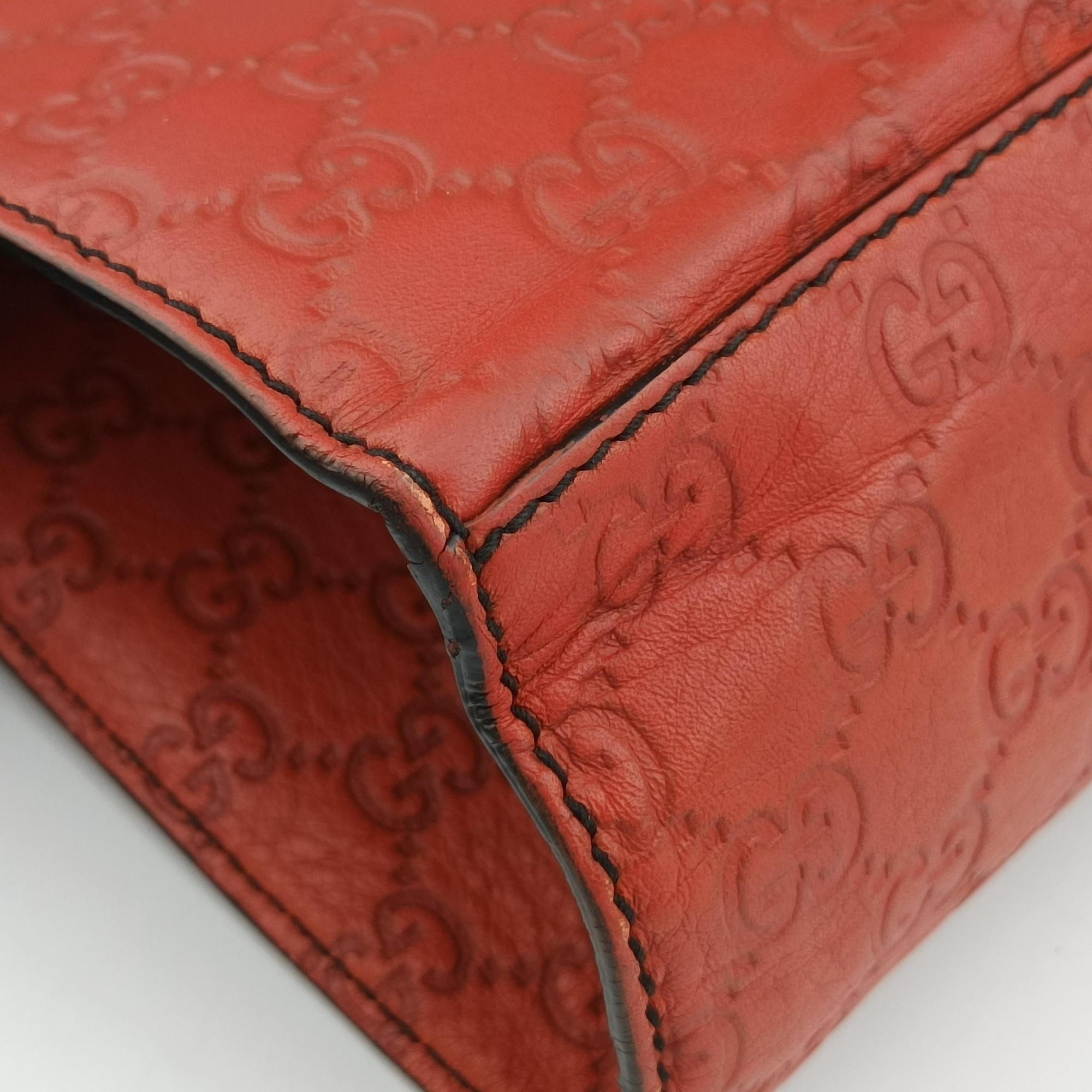 Pre-owned Gucci Emily Red Leather 295403 shoulderbag | stylenewstar