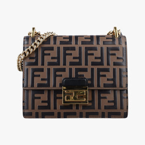 Pre-owned Fendi Kan U Brown×black Leather 8M0417 shoulderbag | stylenewstar