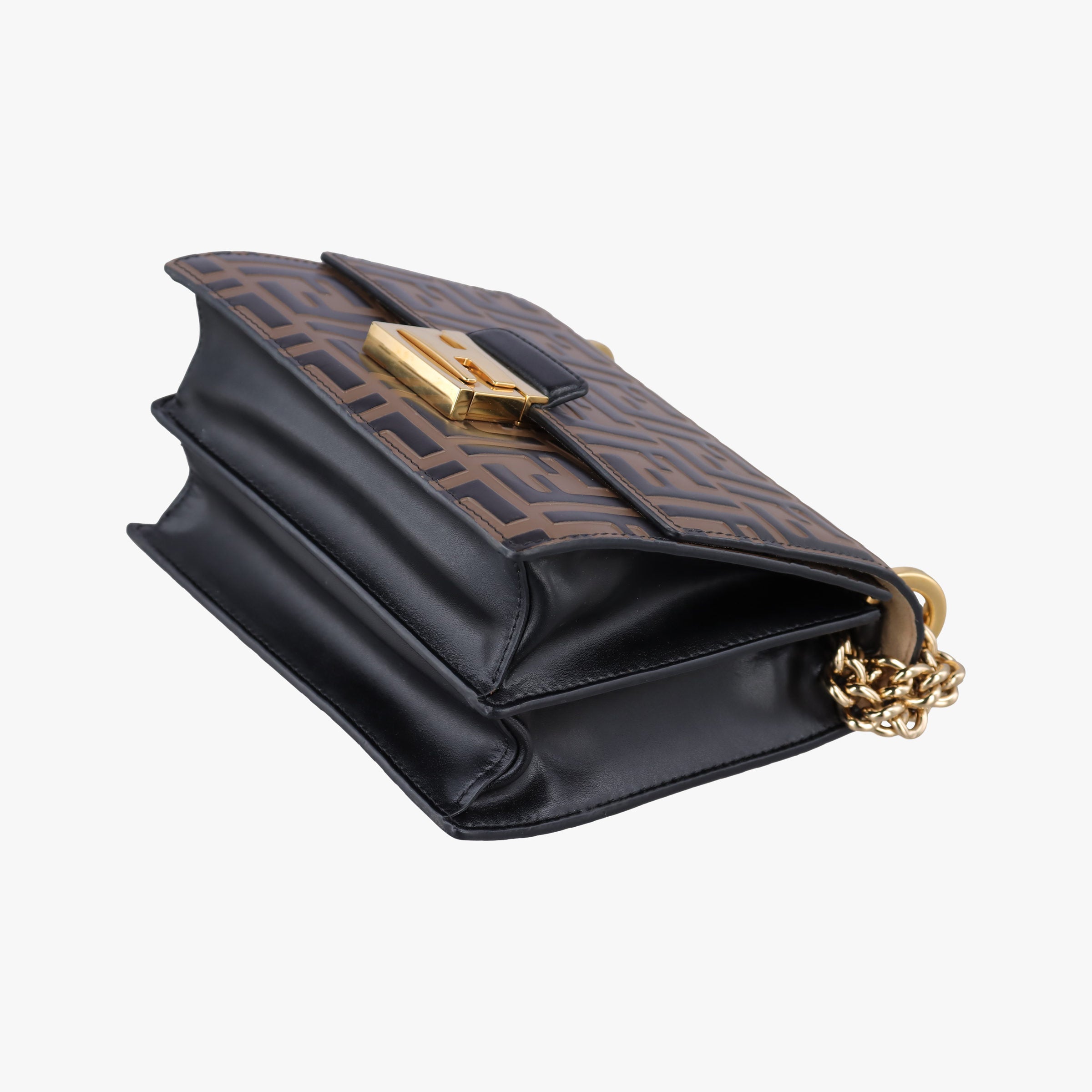 Pre-owned Fendi Kan U Brown×black Leather 8M0417 shoulderbag | stylenewstar