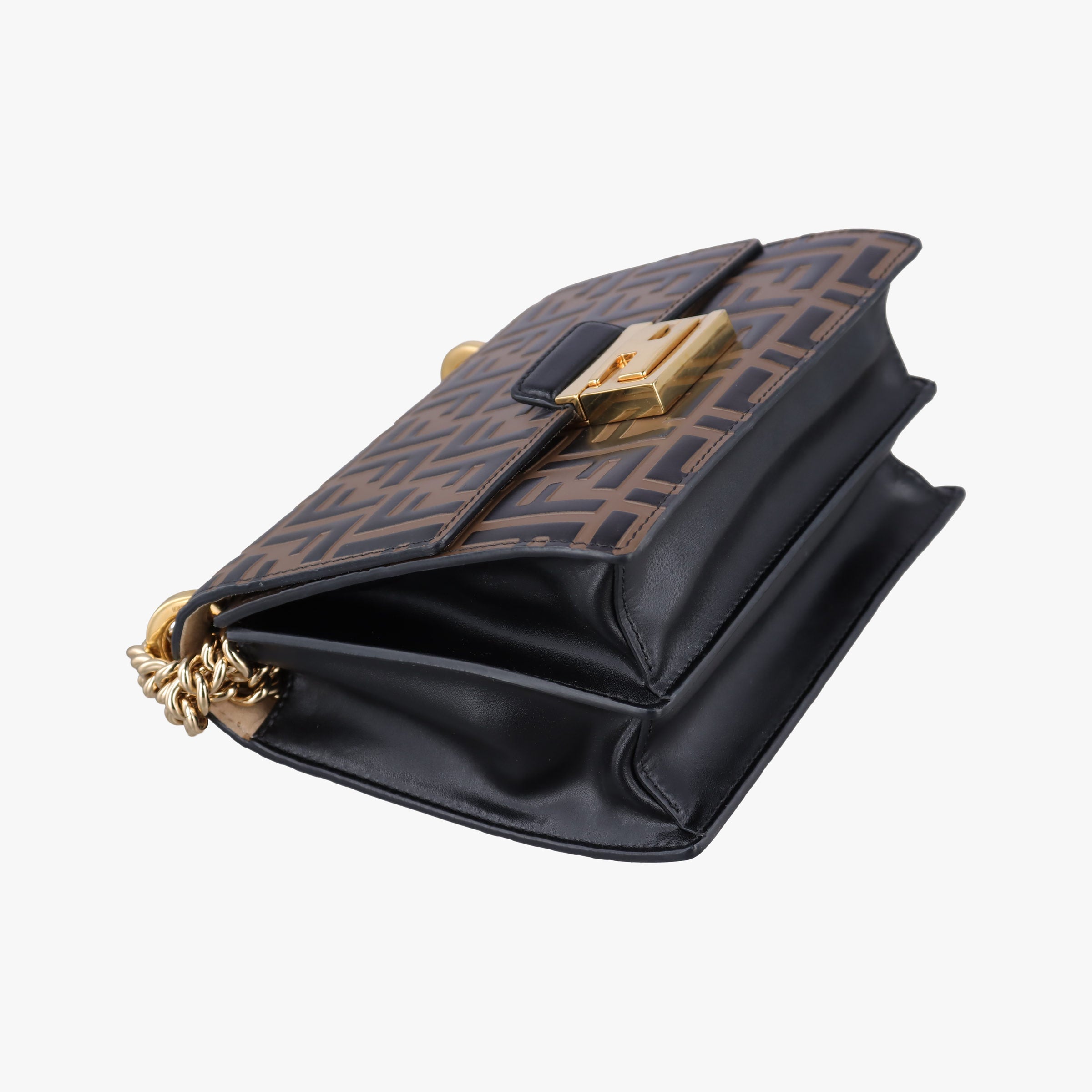 Pre-owned Fendi Kan U Brown×black Leather 8M0417 shoulderbag | stylenewstar