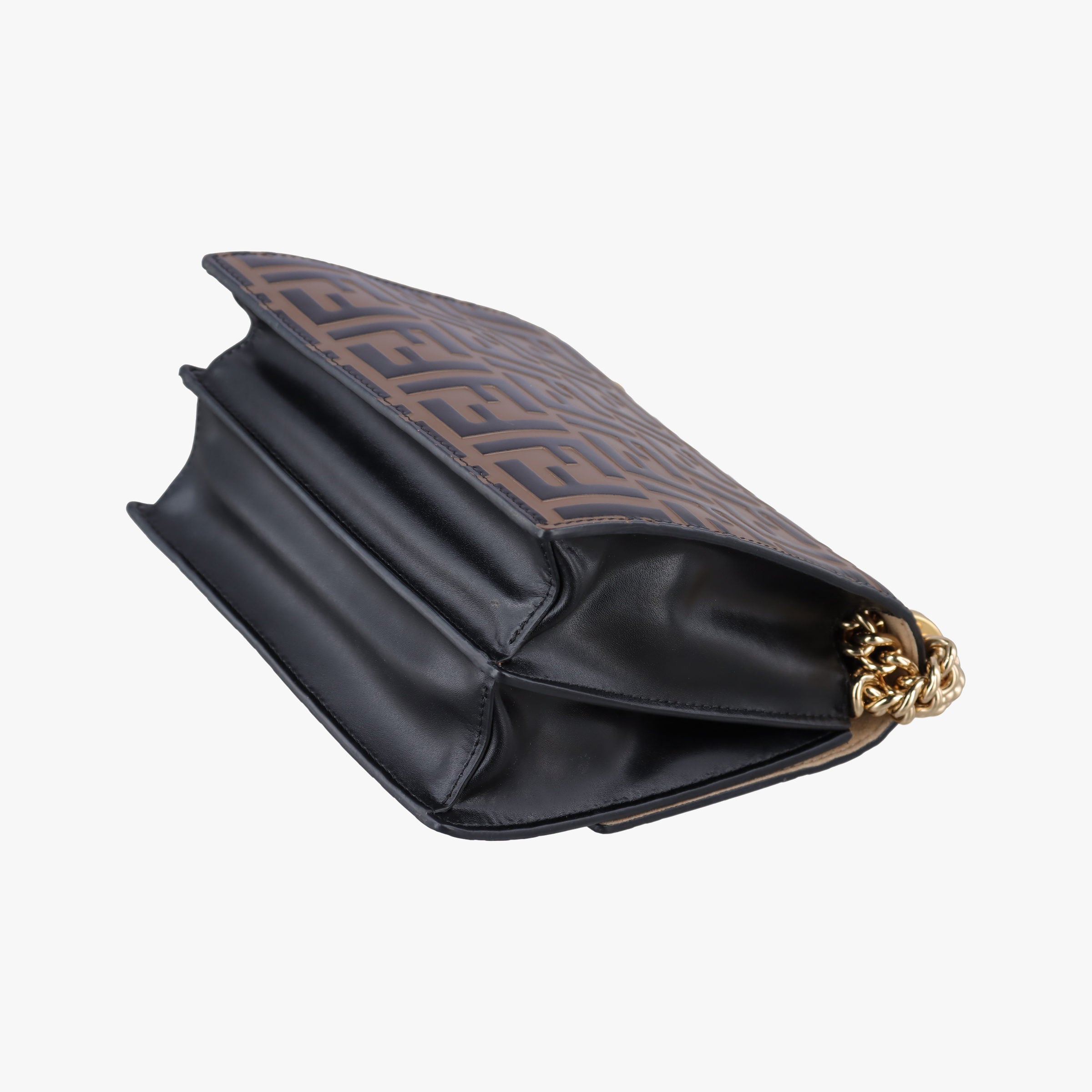 Pre-owned Fendi Kan U Brown×black Leather 8M0417 shoulderbag | stylenewstar