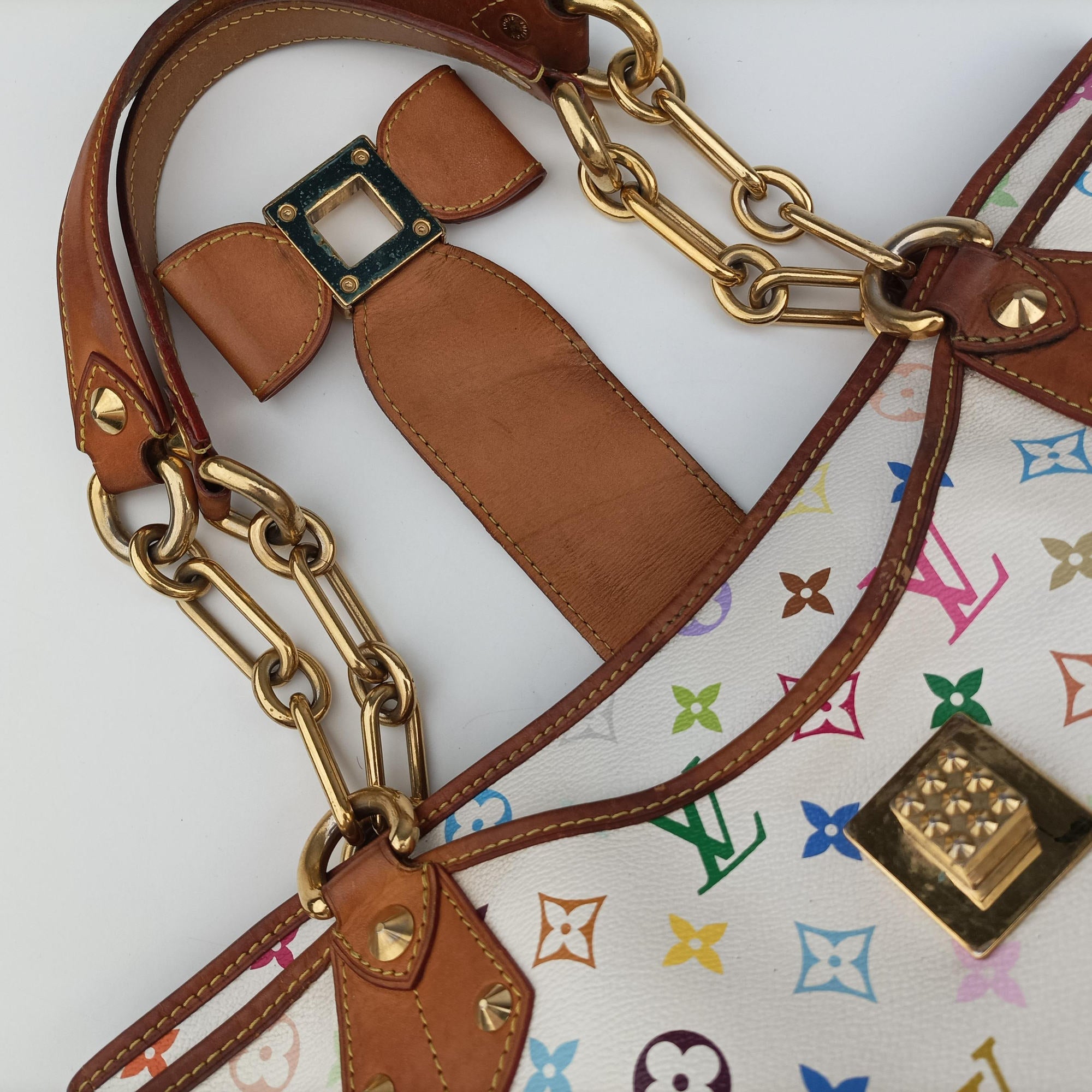 Pre-owned Louis Vuitton ANNIE GM white Monogram Multicolor M40303 shoulderbag | stylenewstar