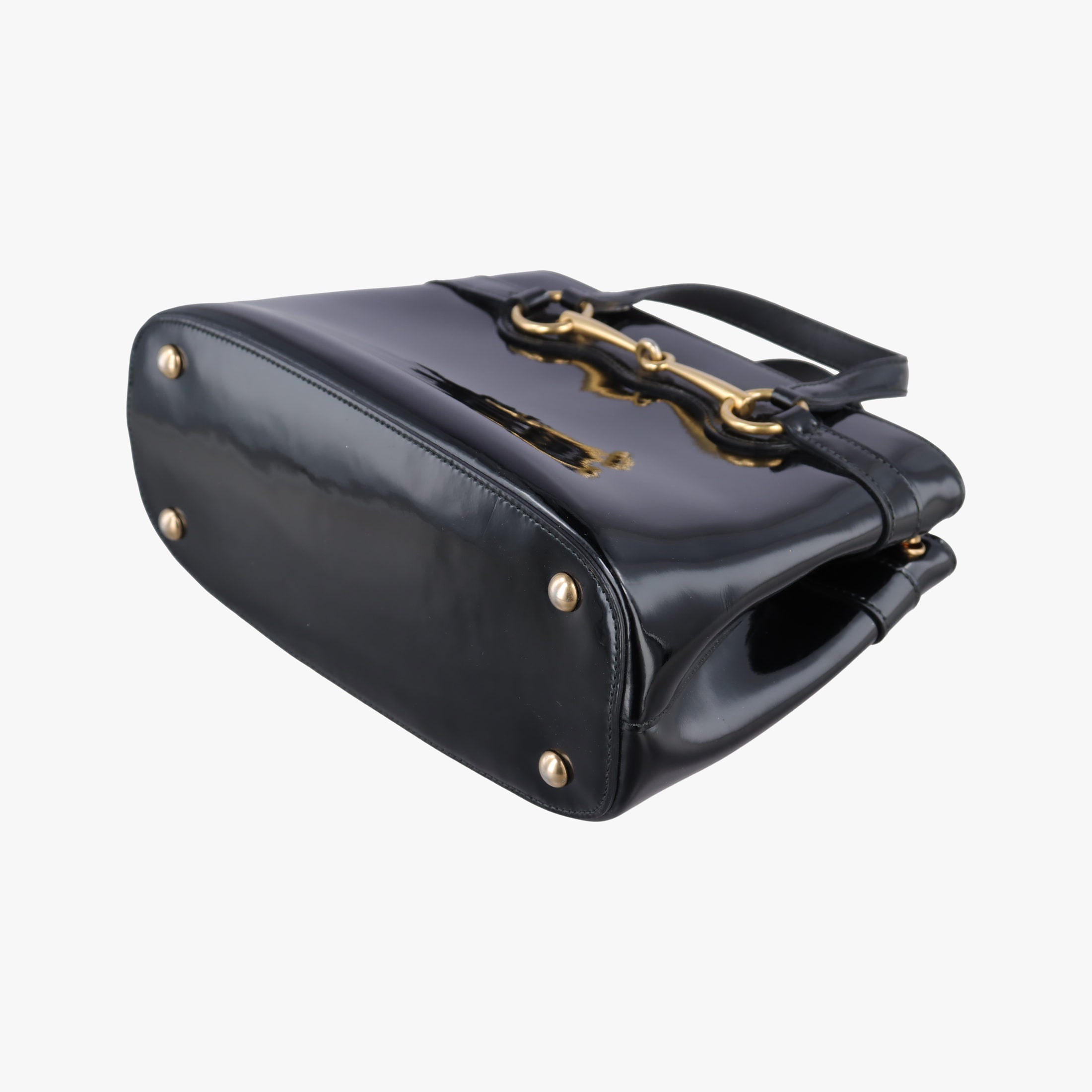 Pre-owned Gucci Bright Bit Black Patent 371925 handbag | stylenewstar