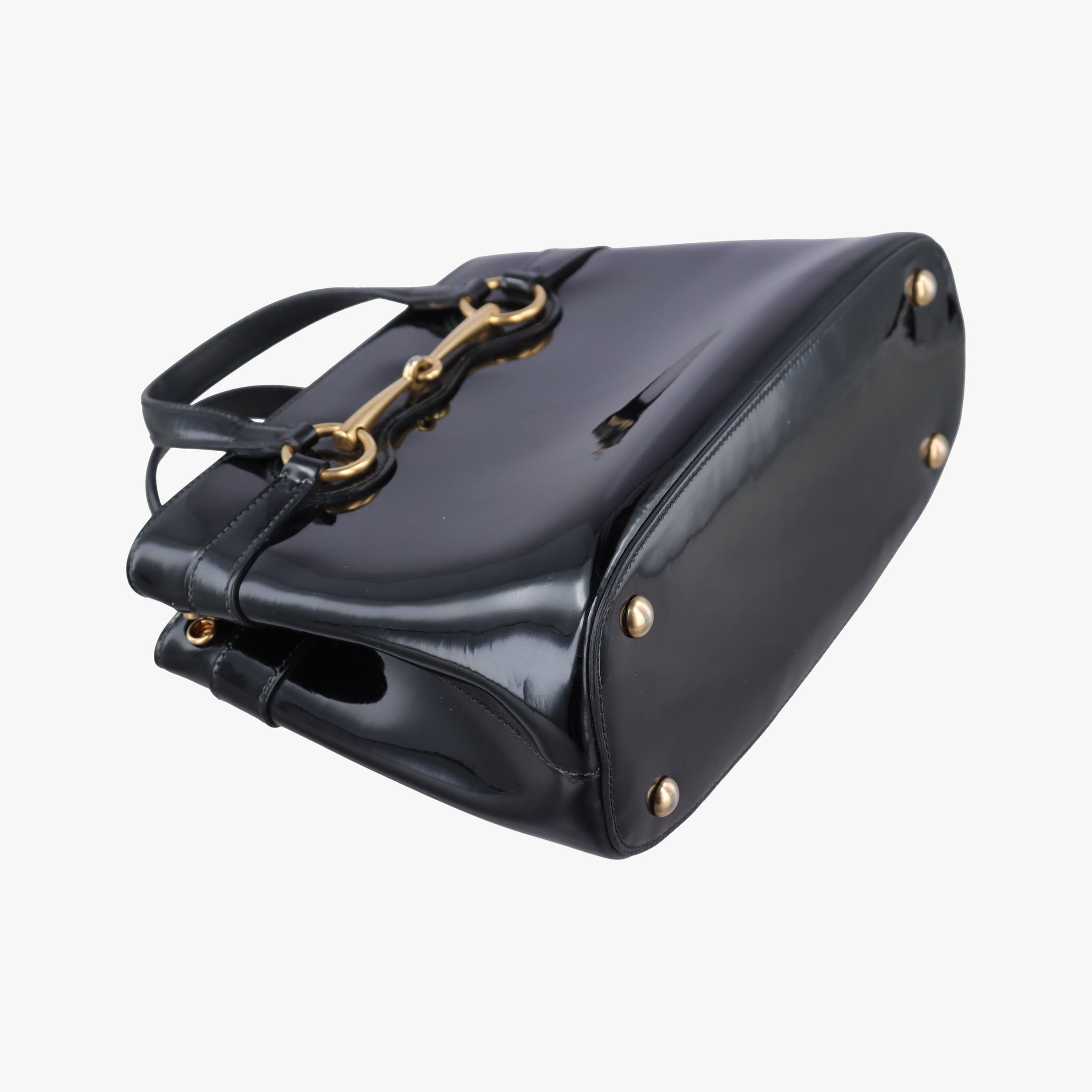 Pre-owned Gucci Bright Bit Black Patent 371925 handbag | stylenewstar
