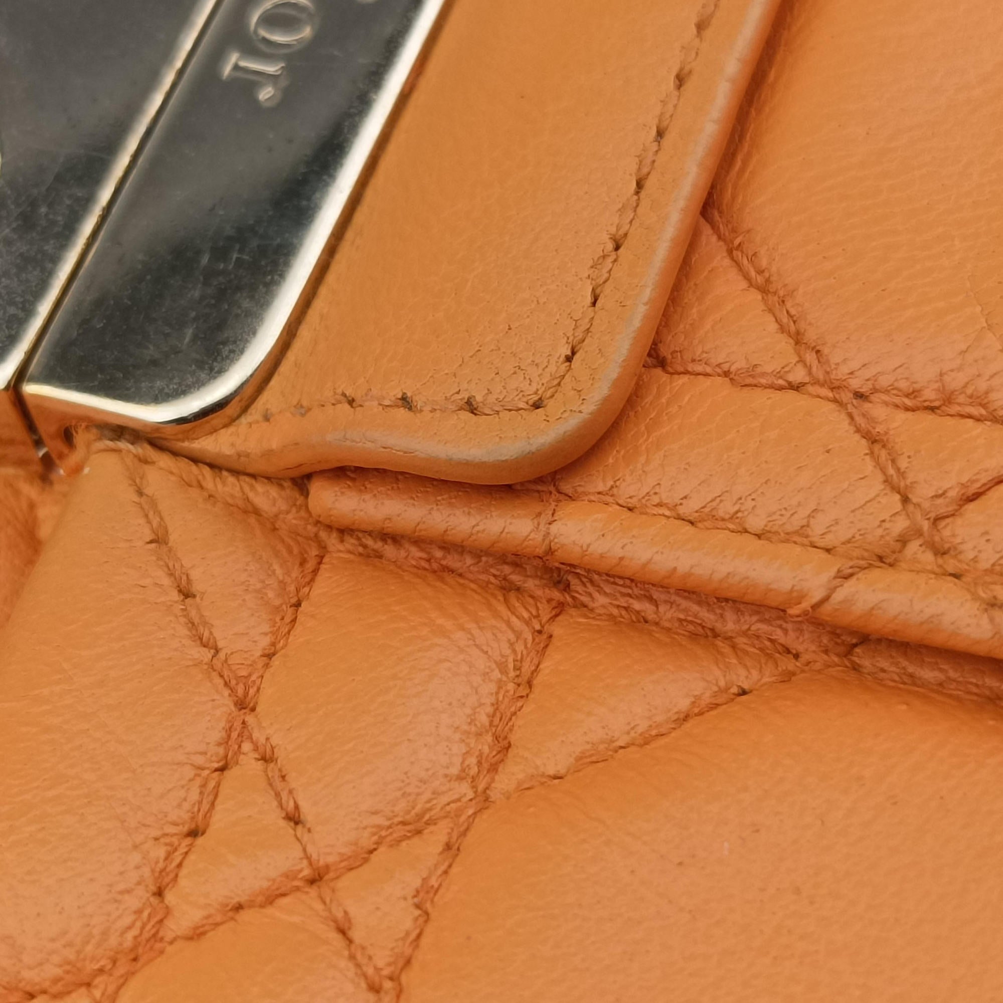 Pre-owned Christian Dior Miss Dior Cannage New Lock Orange lambskin  shoulderbag | stylenewstar