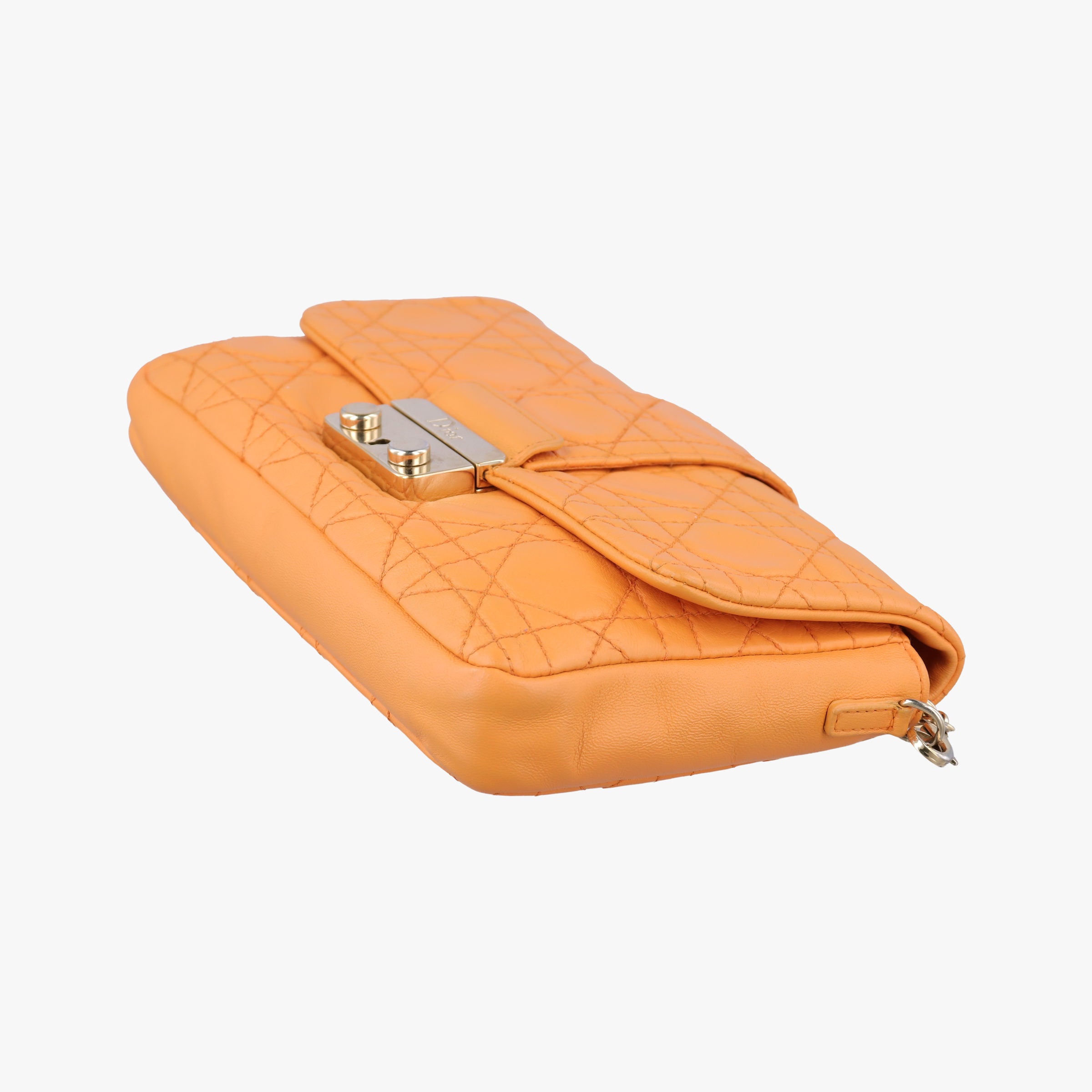 Pre-owned Christian Dior Miss Dior Cannage New Lock Orange lambskin  shoulderbag | stylenewstar