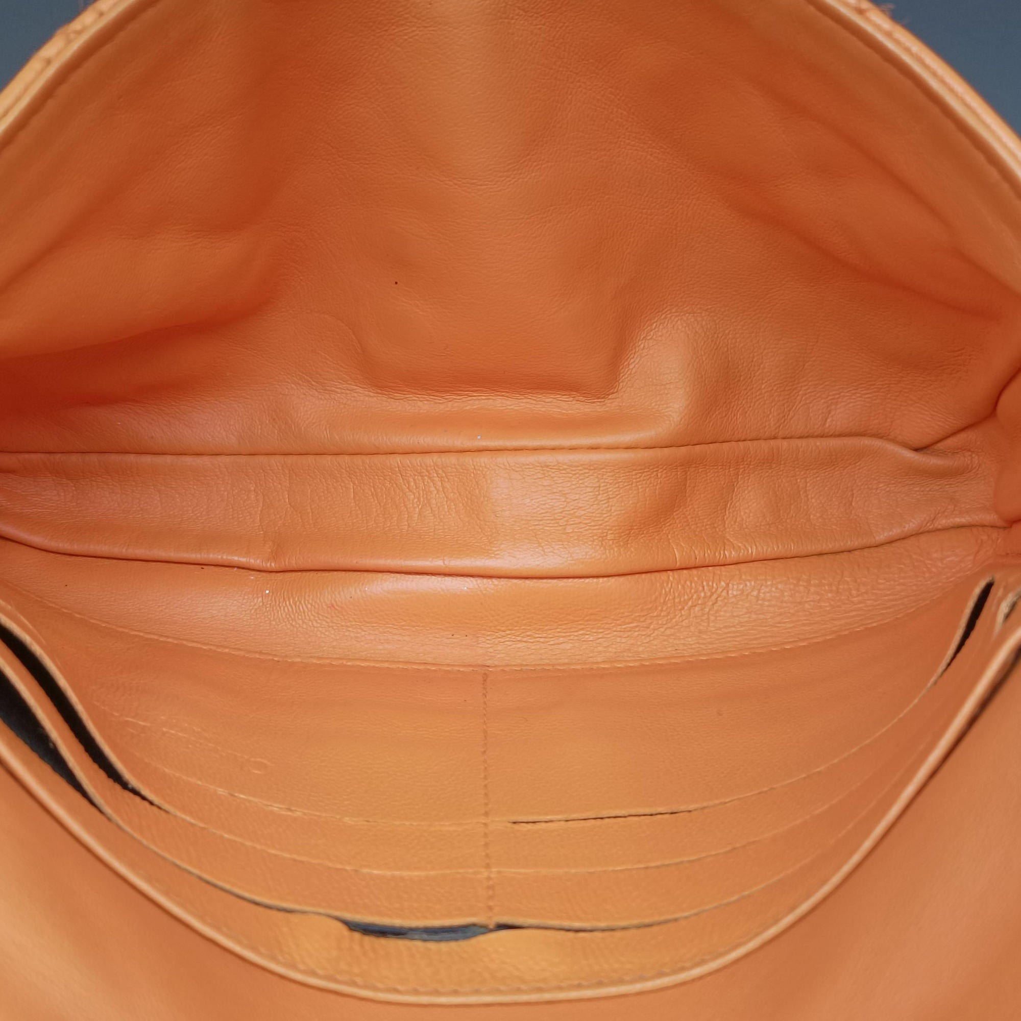 Pre-owned Christian Dior Miss Dior Cannage New Lock Orange lambskin  shoulderbag | stylenewstar