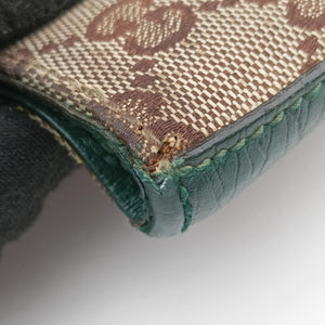 Pre-owned Gucci Horsebit Hasler Green × Brown GGCanvas×Leather 137475 handbag | stylenewstar