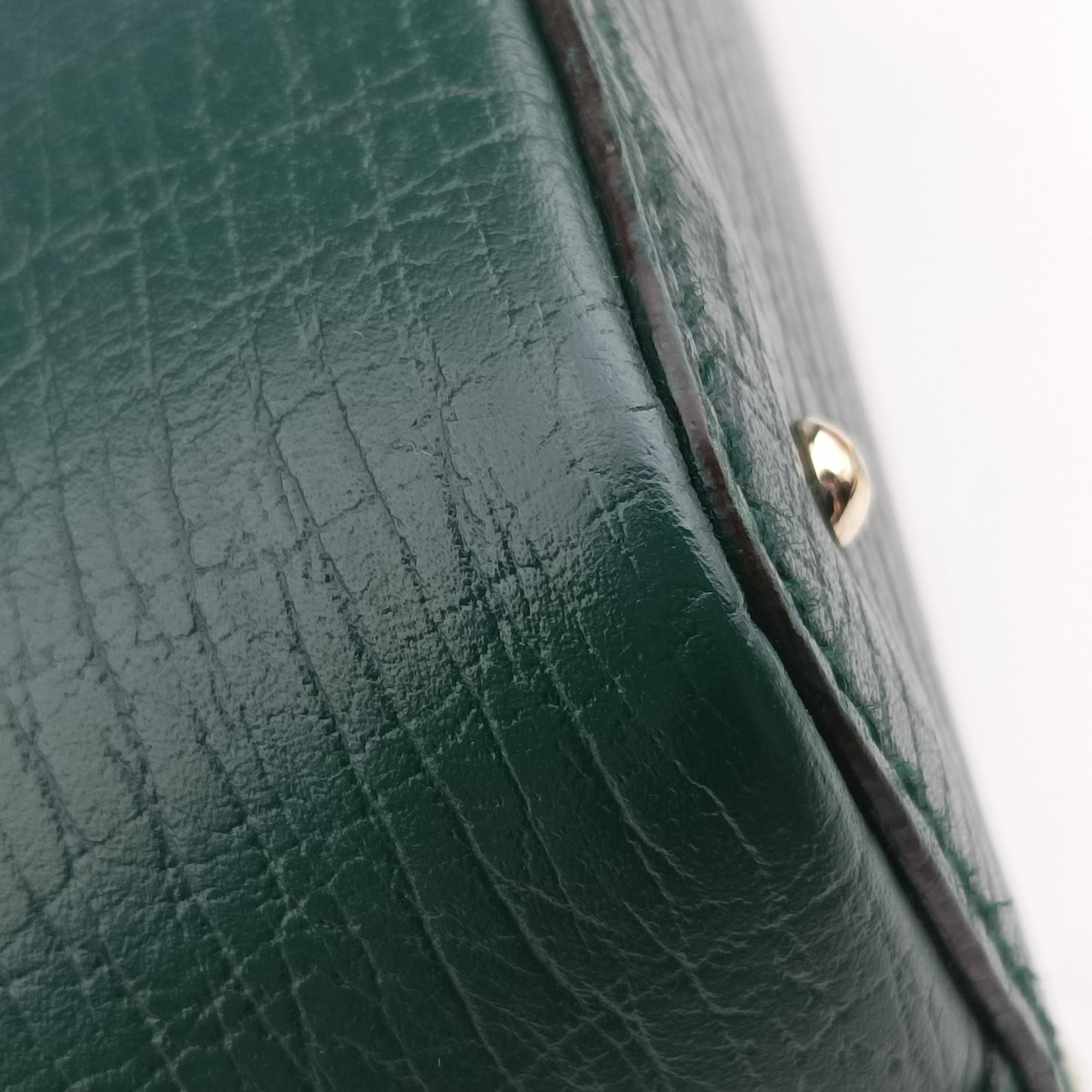 Pre-owned Gucci Horsebit Hasler Green × Brown GGCanvas×Leather 137475 handbag | stylenewstar