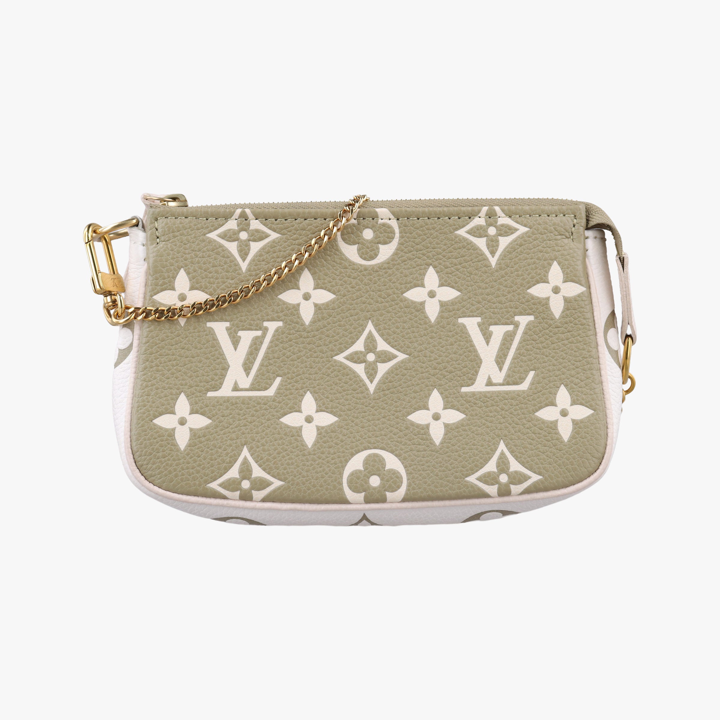 Pre-owned Louis Vuitton Mini Pochette Accessoires Khaki × Beige Monogram Empreinte M81284 handbag | stylenewstar