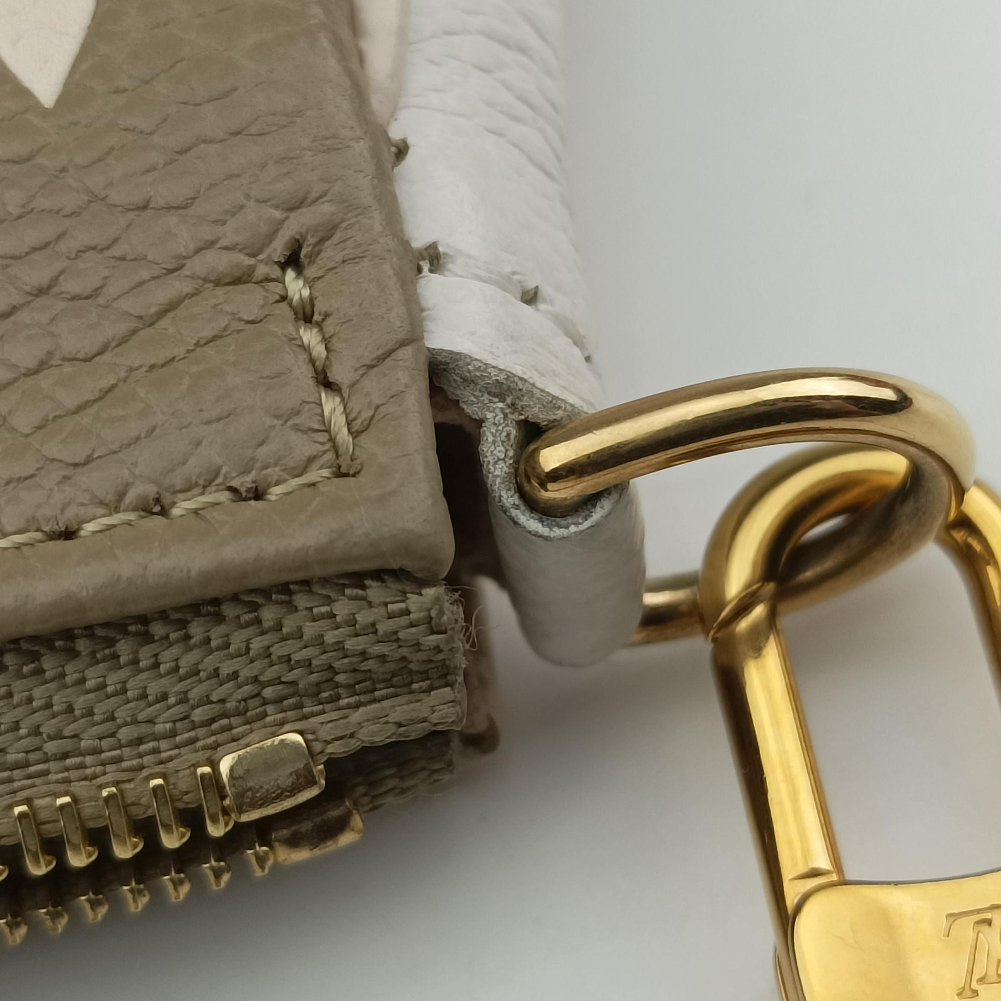 Pre-owned Louis Vuitton Mini Pochette Accessoires Khaki × Beige Monogram Empreinte M81284 handbag | stylenewstar