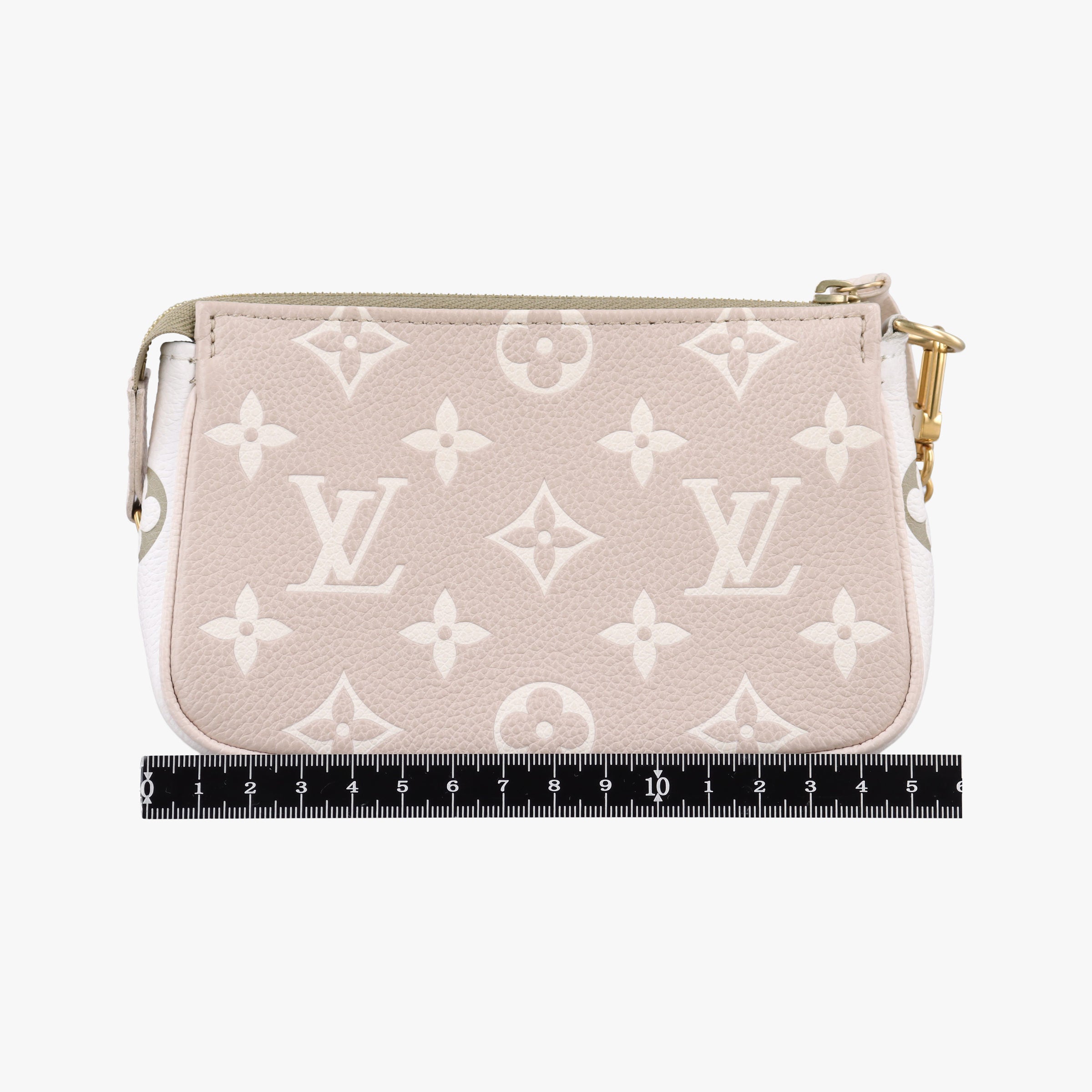 Pre-owned Louis Vuitton Mini Pochette Accessoires Khaki × Beige Monogram Empreinte M81284 handbag | stylenewstar
