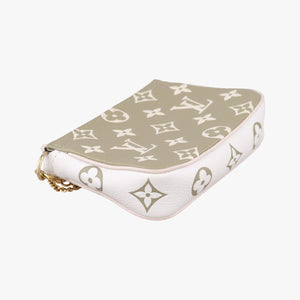 Pre-owned Louis Vuitton Mini Pochette Accessoires Khaki × Beige Monogram Empreinte M81284 handbag | stylenewstar