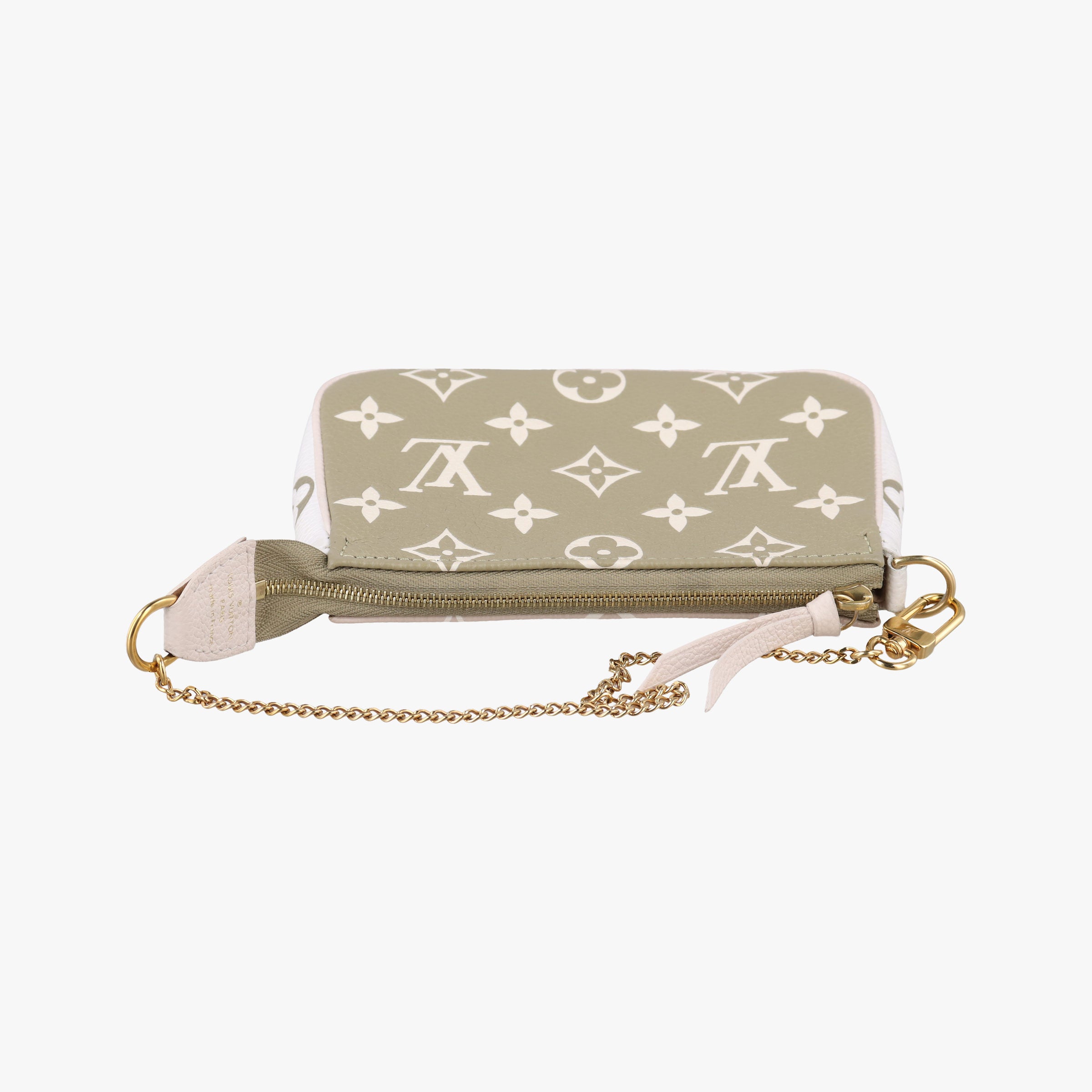 Pre-owned Louis Vuitton Mini Pochette Accessoires Khaki × Beige Monogram Empreinte M81284 handbag | stylenewstar
