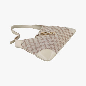 Pre-owned Gucci Jackie Ivory × Beige canvas×leather 001.40 handbag | stylenewstar