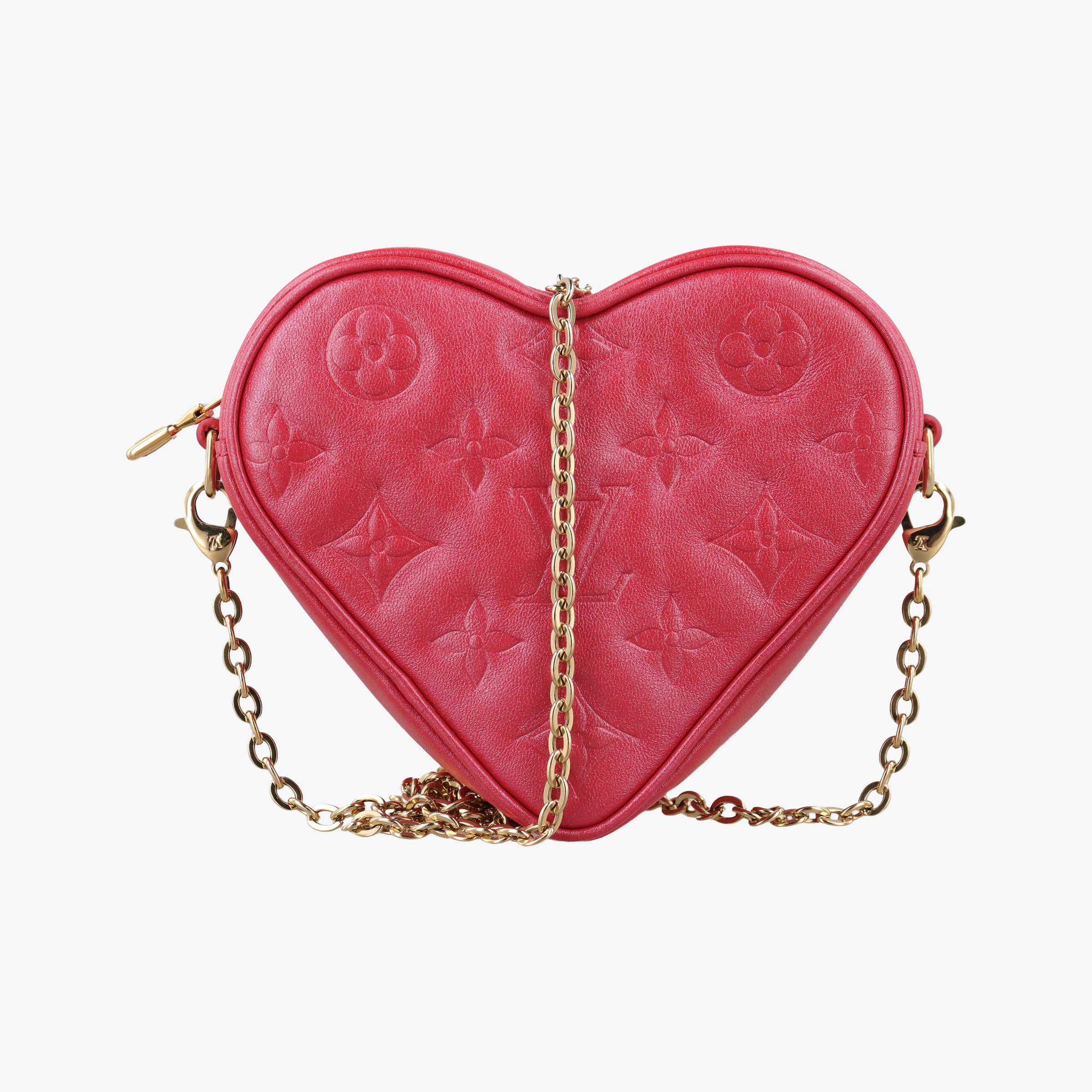 Pre-owned Louis Vuitton Heart on Chain Red Lambskin M80837 shoulderbag | stylenewstar